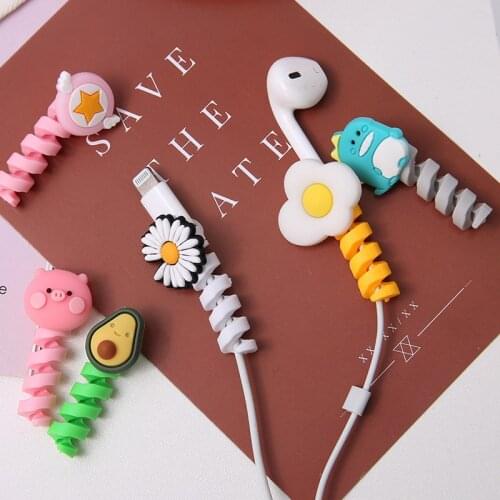 10pcs Cartoon Spiral Cable Protector Data Line Cord Protector Protective Case Cable Winder Cover For iPhone USB Charger Cable