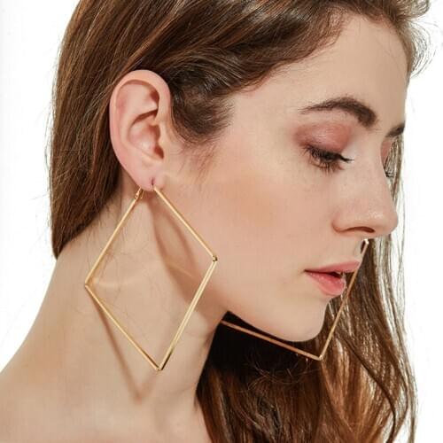 Find Me Geometric Metal Big Hoop Earrings for Women Punk Square Triangle Earrings 2020 New Fashion Jewelry Accessories