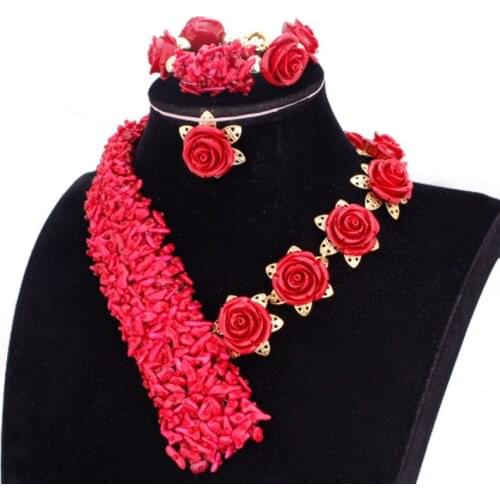 DUDO Original Dubai Jewelry Sets Y Nature Coral Beaded Bride Jewellery For Ladies 2020 African Set