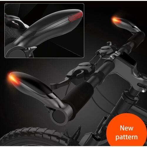 1pair Waterproof Bicycle Grips with Turning Signal MTB Road Bike Warning Light Handlebar End Aluminum Alloy Horn Handlebar Light