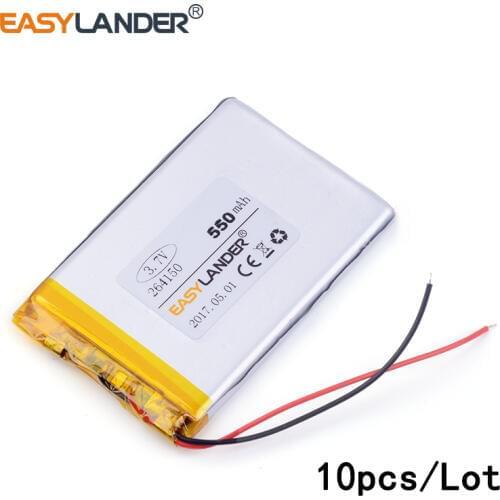 10pcs /Lot 3.7v lithium Li ion polymer rechargeable battery SD264150 550mAh GPS DVR Toy MP4 MP5