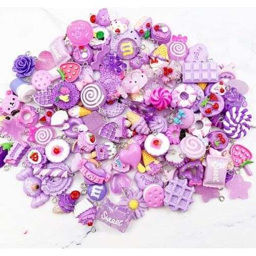 20PCS Resin Candy Dangle Charms For Jewelry Making Resin Cake Donuts Charm With Hook Simulation Candy Pendant Dangle