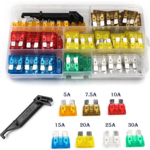 120PCS Medium Car Blade Fuse With Box + 1PCS Fuse Blade Holder For Automotive Boat Insurance Piece Assortment Set 5A-30A