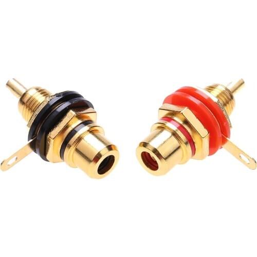 2pcs RCA Female Socket Connectors Chassis Panel Mount Adapters Audio Terminal Plugs for TV DVD Computer Speaker