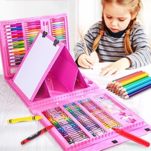 208Pcs Children Colored Pencil Painting Tools Set Kids Crayon Marker Pen Brush Drawing Set For Watercolor Painting Art Supplie