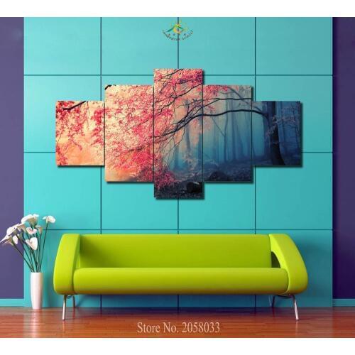 3-4-5 Pieces Beautiful Autumn Tree Modern Wall Art Pictures HD Printed Canvas Painting Modular Pictures HD Paints for Home Decor