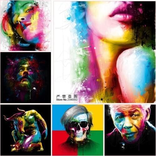 3D DIY Diamond Painting Cross Stitch Colorful Animals And People Portraits Posters Needlework Diamond Mosaics Embroidery Full