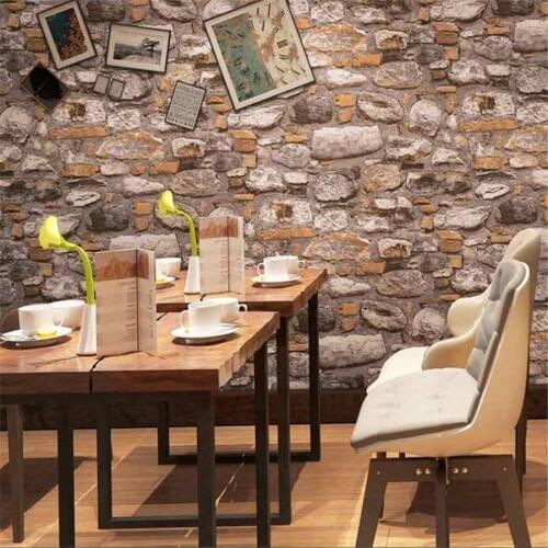3d wallpaper retro brick stone papel de parede culture stone brick wall paper industrial wind restaurant hot pot shop wallpaper