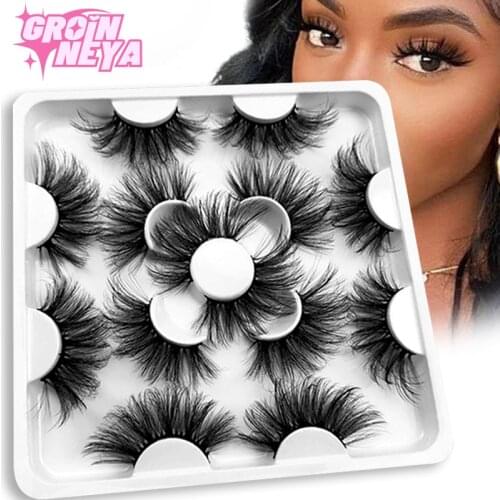 5/7/8 pairs Eyelashes 3D Mink Lashes 25MM Fluffy Soft Wispy Volume Thick long Cross False Eyelashes Eye Lashes Reusable Eyelash