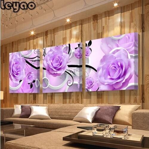 Full diamond embroidery flowers diy diamond painting Triptych peony 3d square round drill diamond mosaic icon paste full crafts
