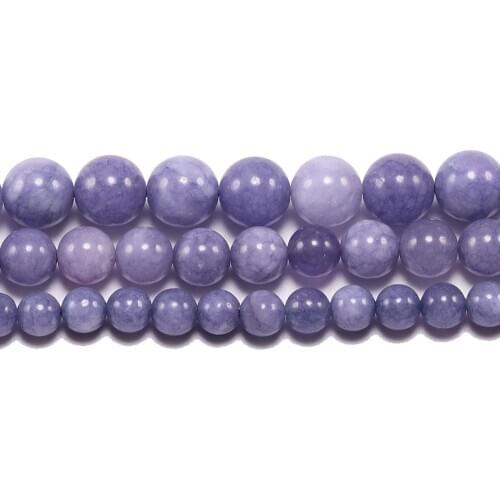 4/6/8/10/12mm Natural Purple Aquamarin Agat Stone Bead Round Loose Spacer Beads For Jewelry Findings DIY Accessories Bracelet