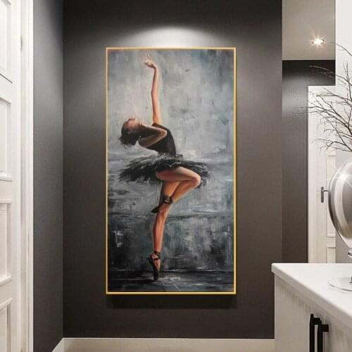 Elegant Figure Art Oil Ballet Dancer Canvas Print Painting Modern Wall Art Poster for Living Room and Prints Wall Pictures Decor