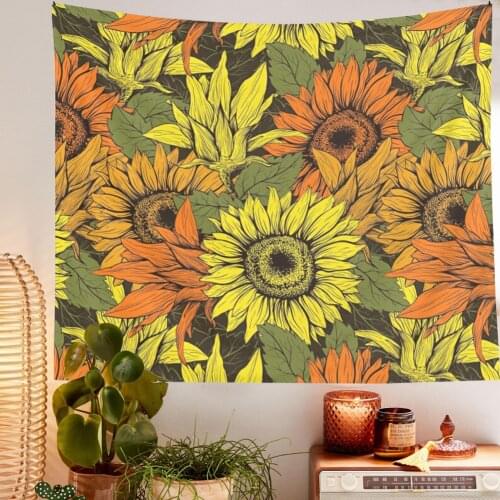 Sunflower Tapestry Floral Sunshine Tapestry Wall Hanging Gossip Tapestries Vintage Flower Wall Decor Dorm Decor Boho Home Decor