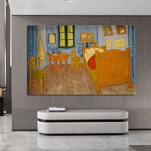 100% Hand Painted Van Gogh Famous Oil Painting Arles bedroom Canvas Wall Art Pictures for Living Room Decoration Frameless