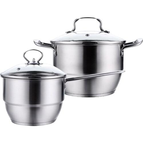Stainless steel soup pot double bottom steamer double bottom milk pot food thickening noodle cooking pot