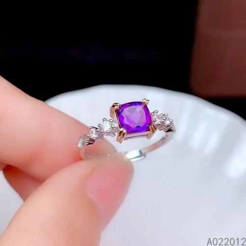 KJJEAXCMY fine jewelry Amethyst 925 sterling silver popular girl new gemstone adjustable ring hot selling