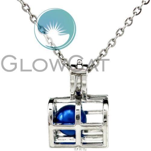KK816 Copper Box Design Beads Cage Locket Pendant Essential Oil Diffuser Oyster Pearl Cage Aroma Locket Necklace