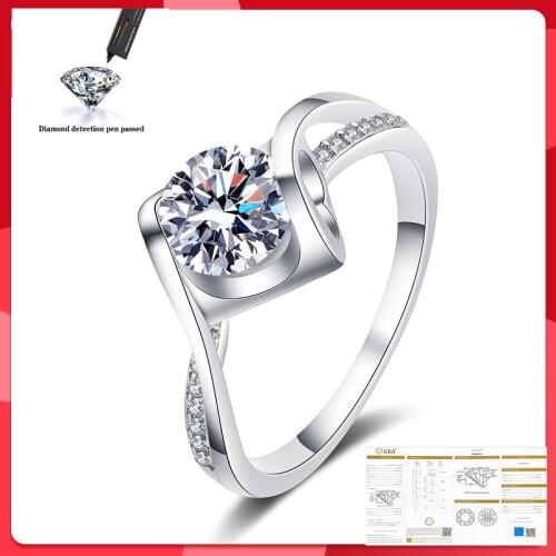 Moissanite 1ct Carat Rings for Women Engagement S925 Silver Ring Plated AU750 D Color Bride Jewelry Drop Shipping