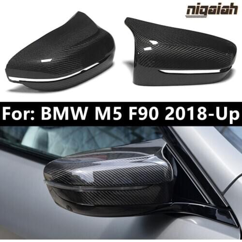Pair M5 F90 Mirror Covers Shell for BMW M5 2018 2019 2020 Carbon Fiber Side Door Reaview Mirror Caps Replacement Left Hand Drive