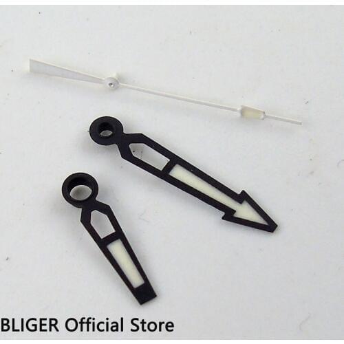 BLIGER Stainless Steel Black Edge Hands Fit UNITAS MIYOTA 8215 DG MINGZHU 2813 Automatic Movement Mens Watch Hands H36