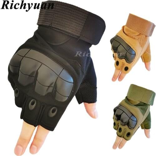 Mens Tactical Gloves Black Military Special Forces Outdoor Half Guantes Gym Combat Slip-resistant Cut Army Gloves