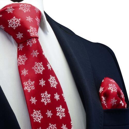 Ricnais 8cm Silk Christmas Mens Tie Set Red Green Santa Claus Animal Tree Juaquard Handkerchief Necktie Suit Party Neck Ties