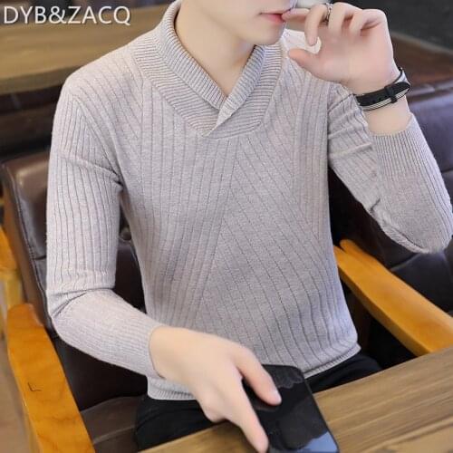 DYB&ZACQ Sweater Men 2021 Autumn and Winter New Korean Version of The Trend of Leisure Joker Knitted Bottom Shirt 3XL
