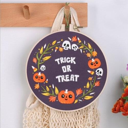 Embroidery Kit Halloween Embroidery Designs Embroidery Hoop Embroidery Threads Contains Materials and Tool DIY Kit Craft Gift(D)
