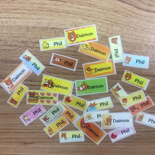 Boy Girl Cartoon Bear Cute Custom Name Stickers Personalized Tag Labels Waterproof School Stationery Water Bottle Pencil Sticker