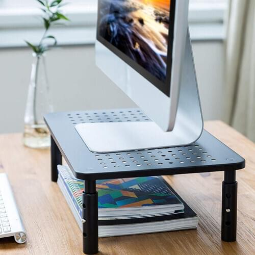 Besegad Desktop Monitor Stand Riser 3 Height Adjustable Monitor Stand Holder with Cooling Mesh Platform for PC Computer Printer