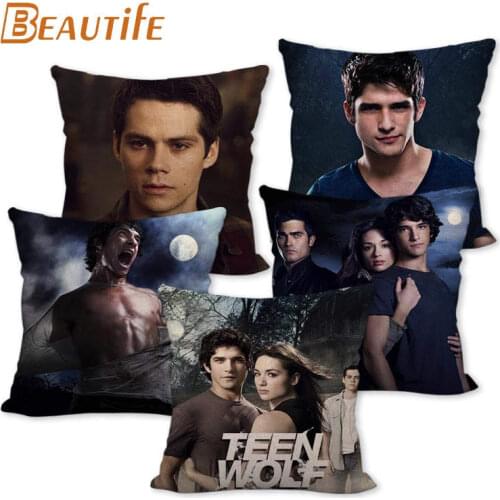 Custom Teen Wolf Pillowcase 45X45cm Wedding Decorative Pillow Cover Eco-Friendly Cotton Linen Fabric Pillow Case