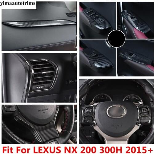 Dashboard Central Strip Window Lift Steering Wheel Gear Cover Trim For LEXUS NX 200 300H 2015 - 2020 Carbon Fiber Accessories