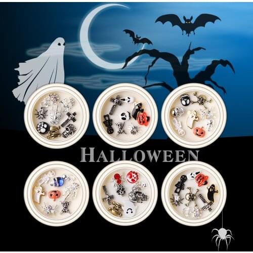 Halloween nails accessories Art Sexy Skull Bone Spider Water Pumpkin Cross Ghost Festival Transfer Nails Manicure Decoration