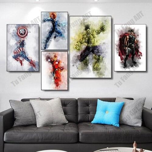Marvel Anime Poster Iron Man Avengers Superhero Smoke Canvas Painting Print Wall Art Room Decoration Picture for Home Decor