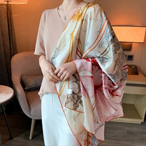 Luxury Brand100% Genuine Pure Silk Square Scarf Women Elegant Silk Square Scarf Print LadiesWrap Head Foulard écharpe110 cm