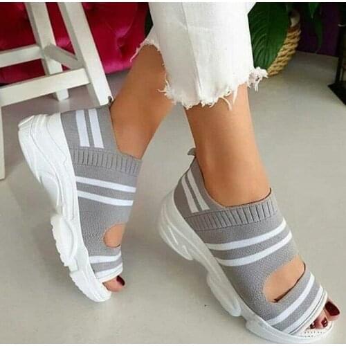 Summer Women Casual Outdoor Sandals Wedges Heel Platform Shoes Female Open Toe Breathable Light Slip on Sneakers Female Footwear