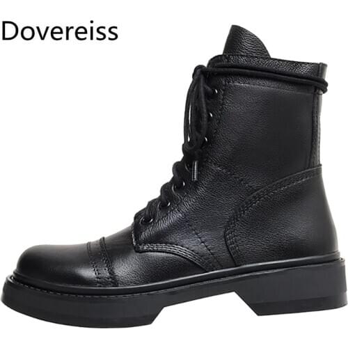 Dovereiss FashionMatin boots Winter new Sexy Short boot Elegant Pure color milky white Concise Mature Cross tied Short boots