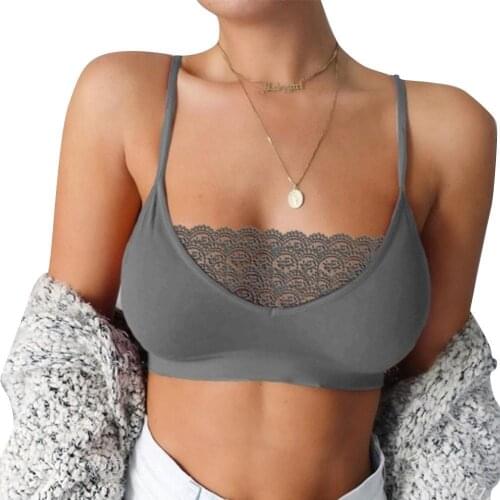 Sexy Lace Trim Perspective Suspenders Lingerie Crop Tops Women No Top Tube Tank Bra Ring Slim Steel Corset Top Female Camis J5B9