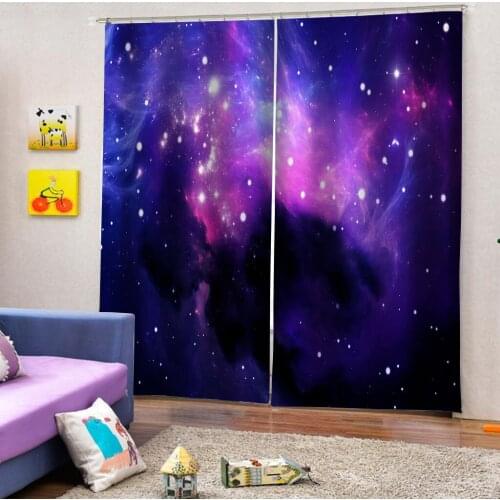 Beautiful Photo Fashion Customized 3D Curtains blue sky stars curtains 3d stereoscopic curtains