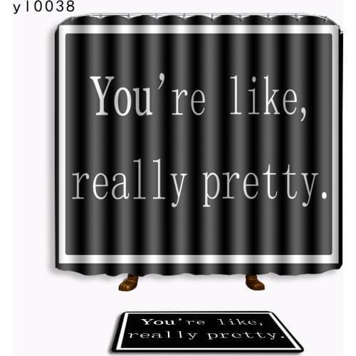 Modern Shower Curtains text pattern Bath Curtain Cortina Waterproof Polyester For Bathroom with 12pcs Hooks +Non-slip carpet