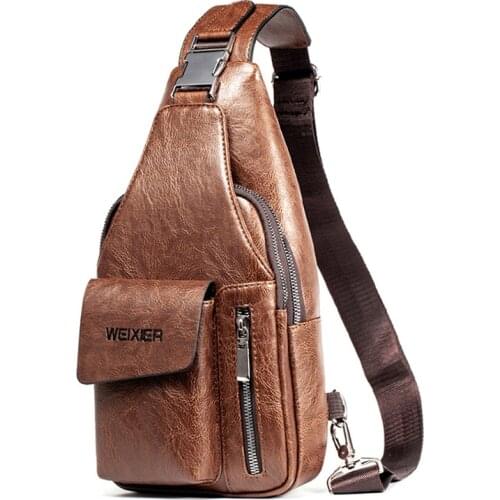 Luxury Brand Men Crossbody Bag Leather Chest Bag For Man Messenger Bag Vintage Leather Sling Blet Bag Business Travel Chest Pack