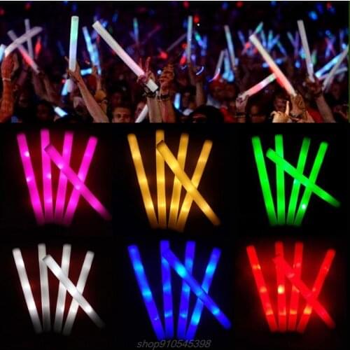30 Pcs Light-Up Foam Sticks LED Soft Batons Rally Rave Glow Wands Multicolor Cheer Flashing Tube Festivals M23 21 Dropship
