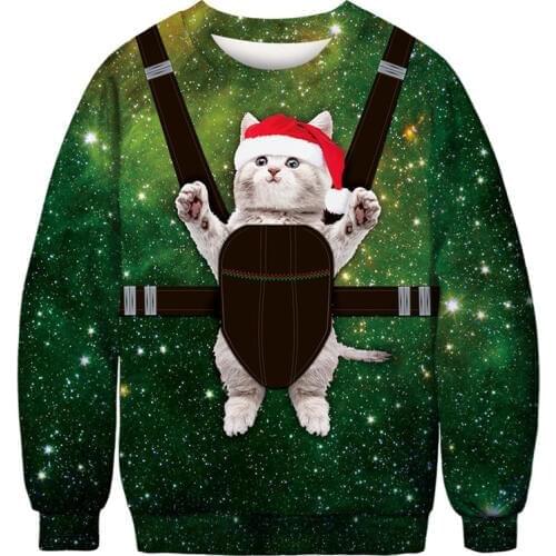Unisex Men Women 2019 Ugly Christmas Sweater For Holidays Santa Christmas Funny Cat Sweater Autumn Winter Xmas Clothing