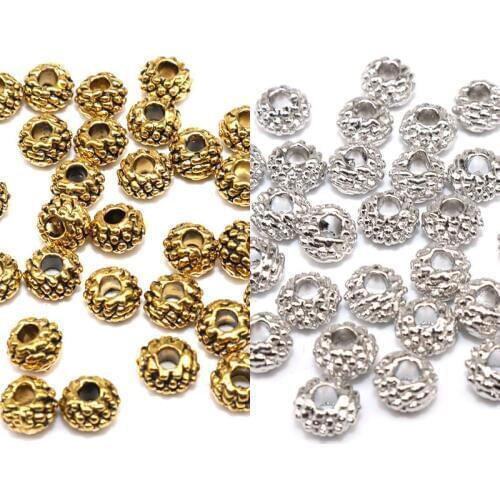 Tibetan Silver color Beads Metal Spacer beads Metal Vintage Beads Accessoires Needlework Jewelry Findings Components 100pcs 6mm