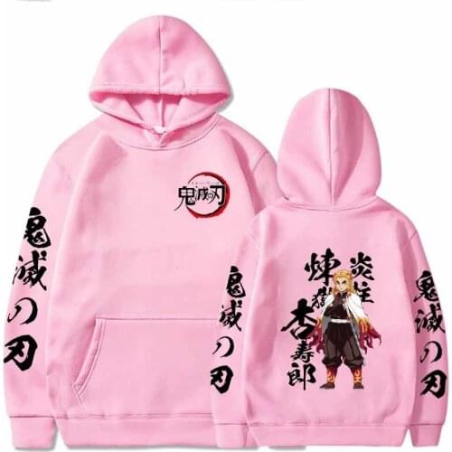 Anime Hoodies Demon Slayer Cosplay Rengoku Kyoujurou Sweatshirt Hip Hop Oversized Loose Casual Pullover Unisex Sweater 2021 Top