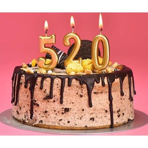 Number Candle Smokeless Gold Color Birthday Cake Topper Decorations Party Cake Supplies