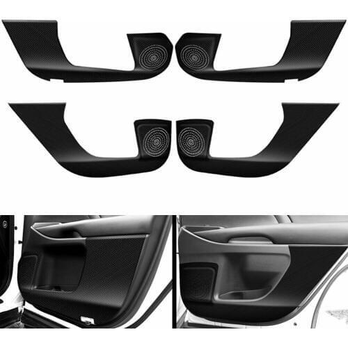 Carbon Fiber Leather Car Door Anti Kick Pad Trim For Toyota Highlander 2015-2019
