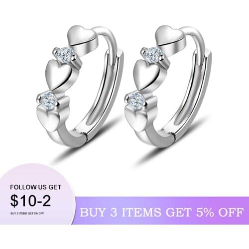 LByzHan 100% Real 925 Sterling Silver Earrings Heart Zircon Small Earrings For Women Jewelry Gifts