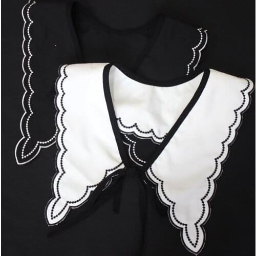 Womens Doll Bowknots Fake Collar Vintage White/Black False Collars Half Shirt Necklace Shawl Wrap Detachable Collar Accessories