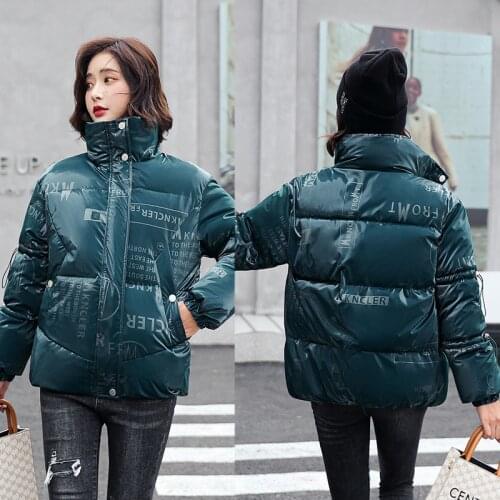 Winter jacket Fashion stand collar jacket Women Short coat Parka Female Windproof women shiny Down cotton Coats plus size S -3XL
